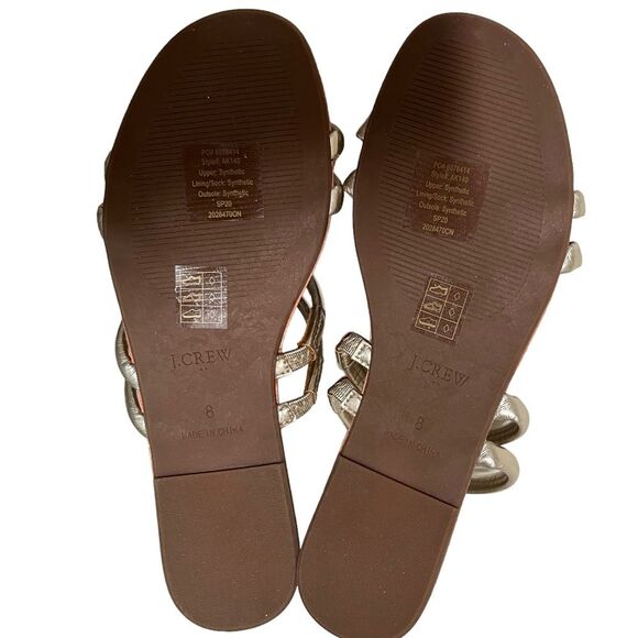 J. Crew NWOT Gold Metallic Flat Slide On Sandals Size 8 - Picture 8 of 10
